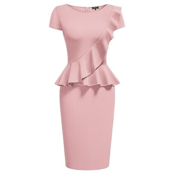 NEW Miusol Womens Retro Crew Neck Ruffle Style Pink Dress Party Wedding Size XXL - Picture 1 of 6